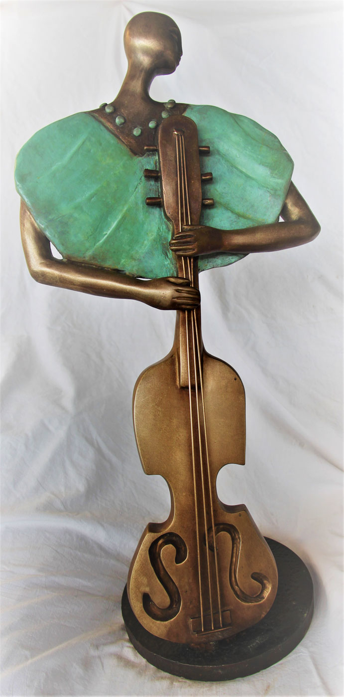 Cello player | Bronze | H 77.5 , 23.5 / 34 cm